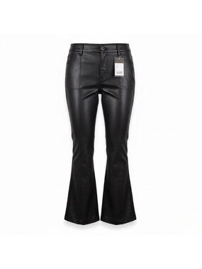 Torrid Womens Black Faux Leather High-Rise Pintuck Bootcut Pants Size 18 Regular